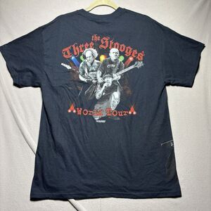 Y2K The Three Stooges World‎ Tour Black T Shirt Sz Large Double Sided Rock Tee
